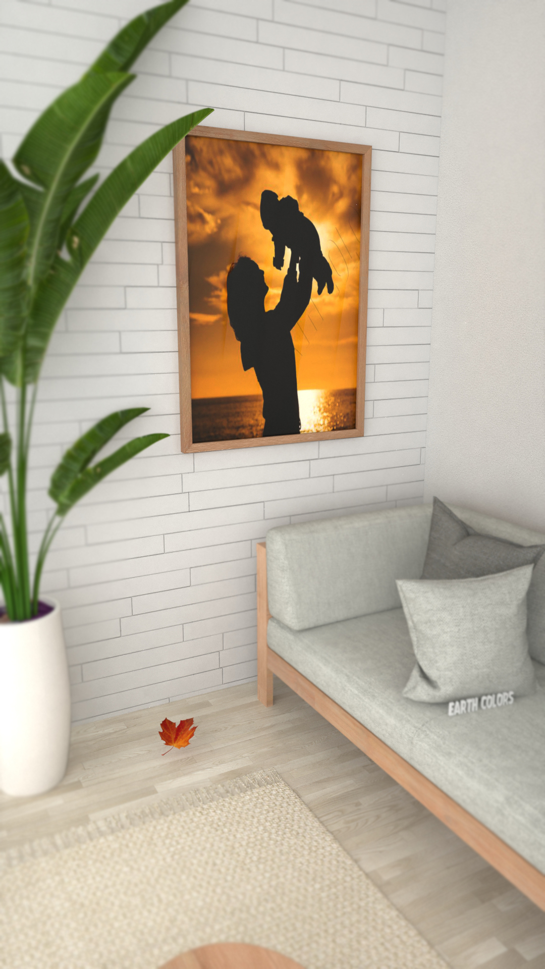 Canvas painting in frame