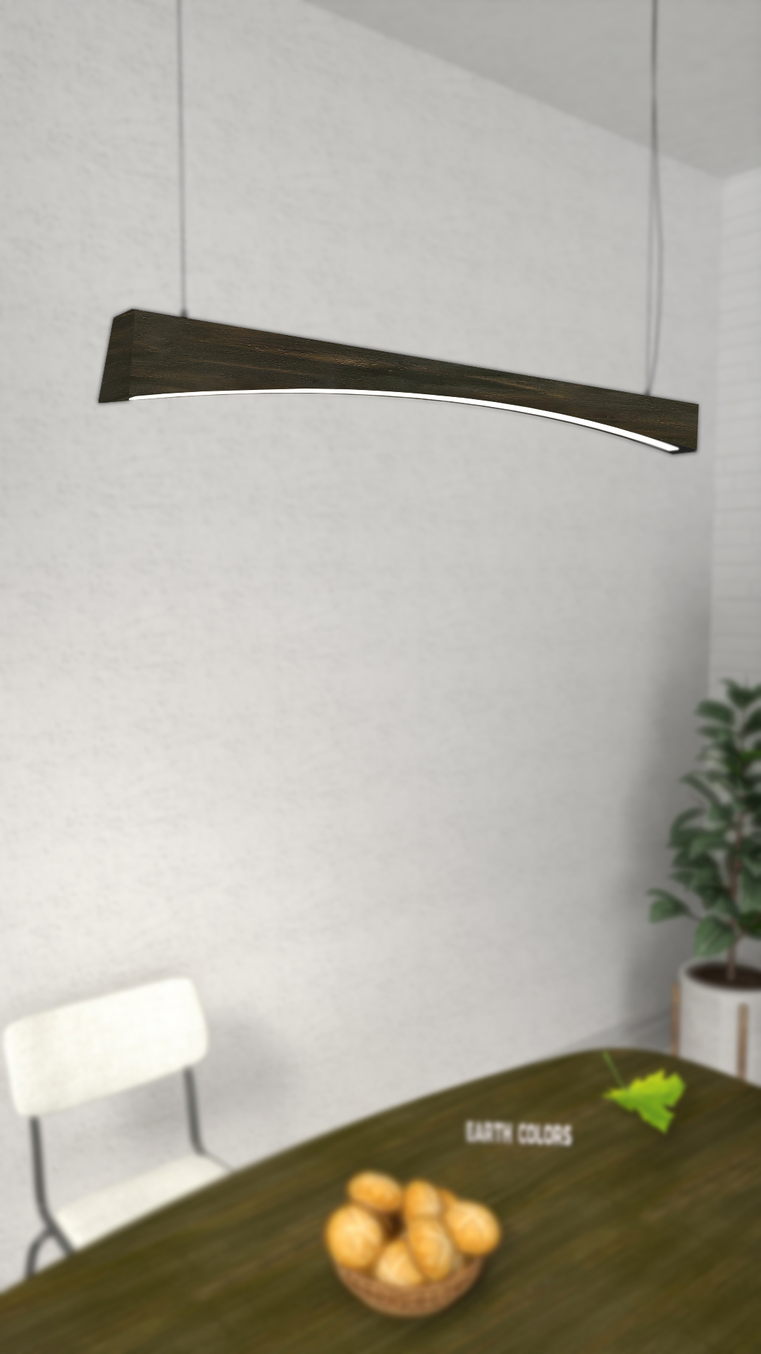 Slim Chandelier with wood enhance room modern style