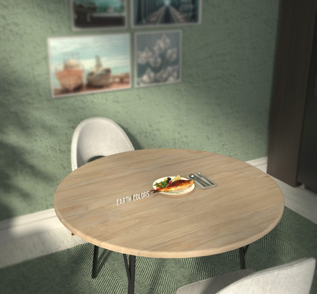 Circular wooden dining tables