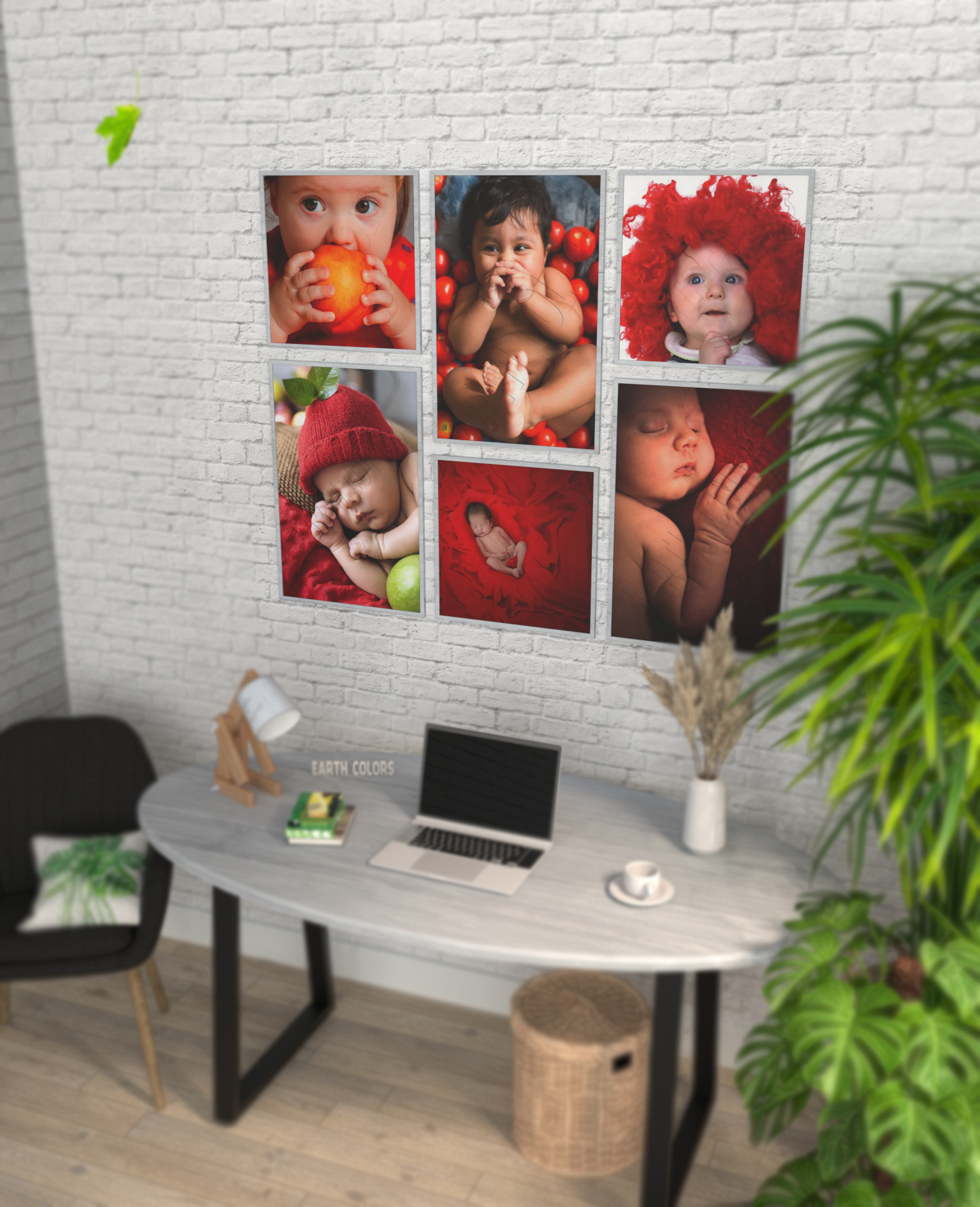 Collage of picture frames on wall