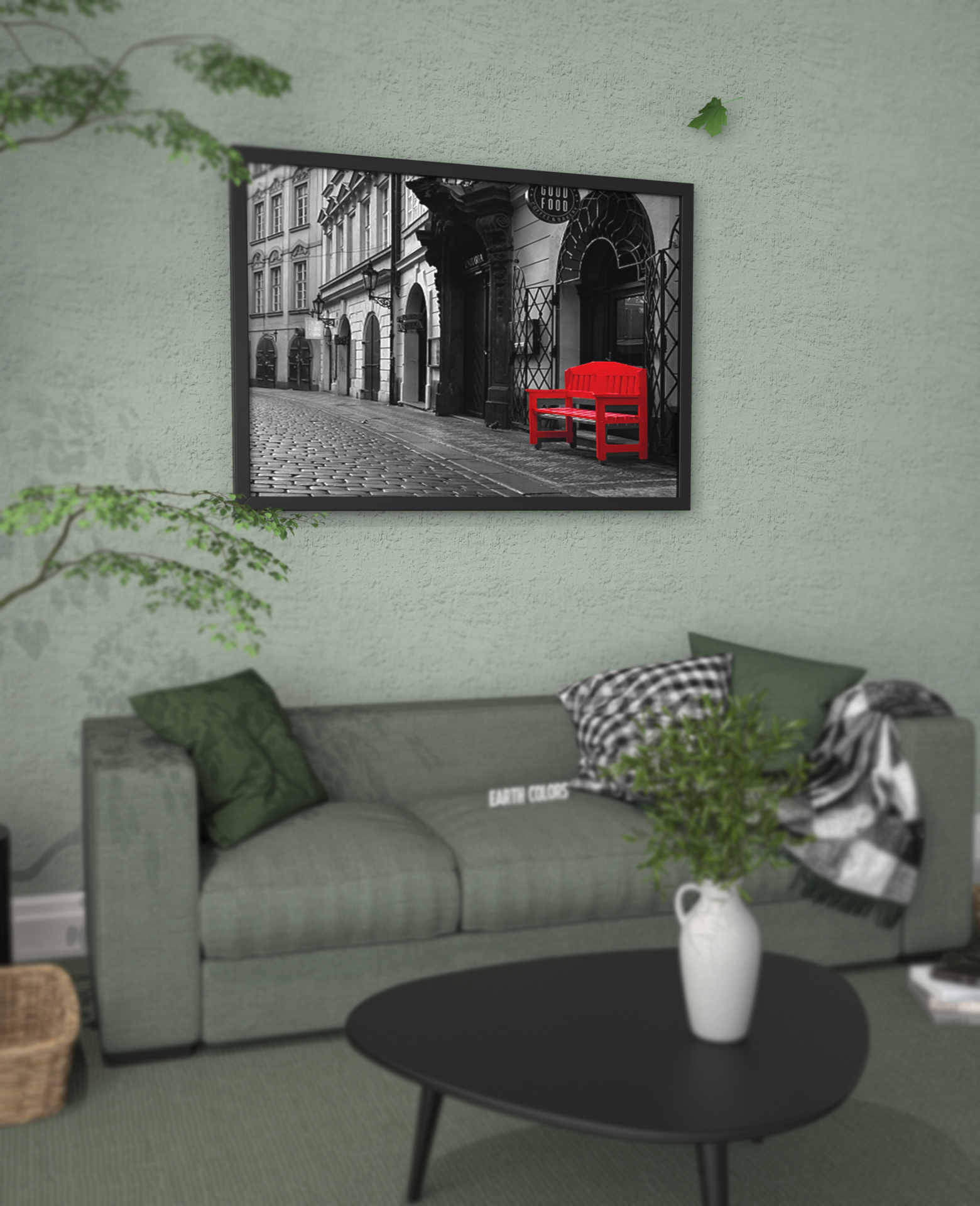 Matching frame for online photo aided by the background walls or columns