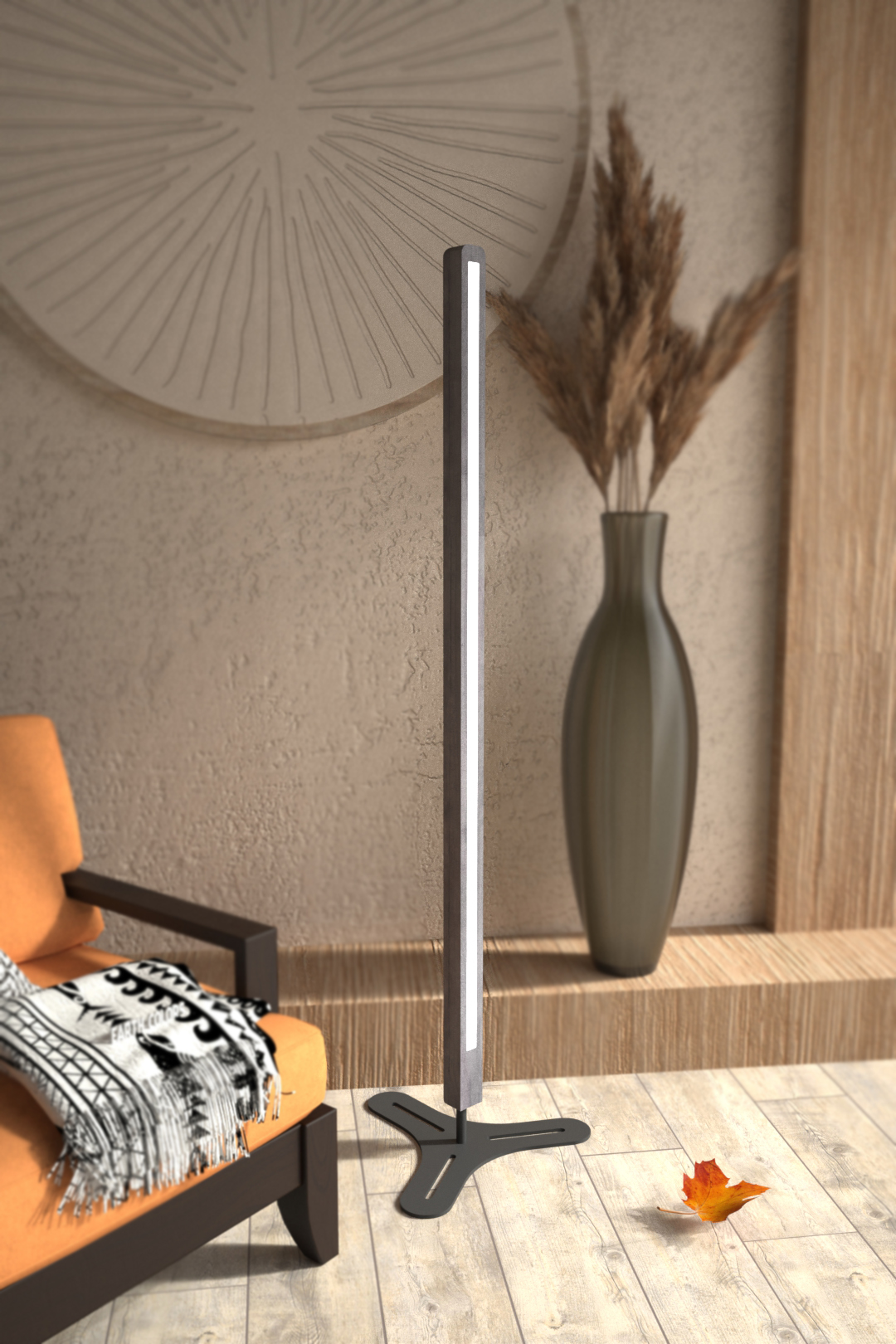 Lamp with wood base