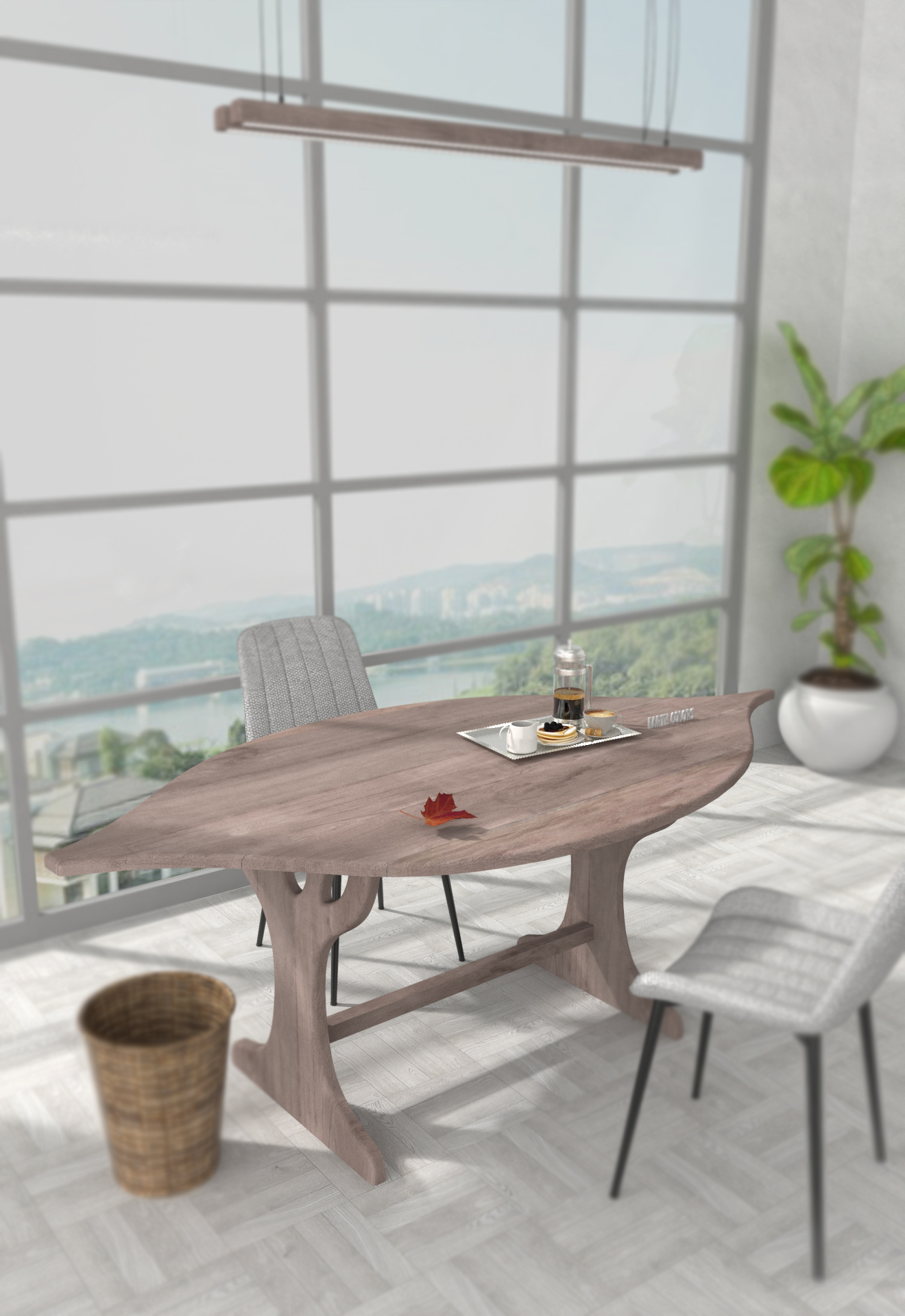 Leaf shape dining table