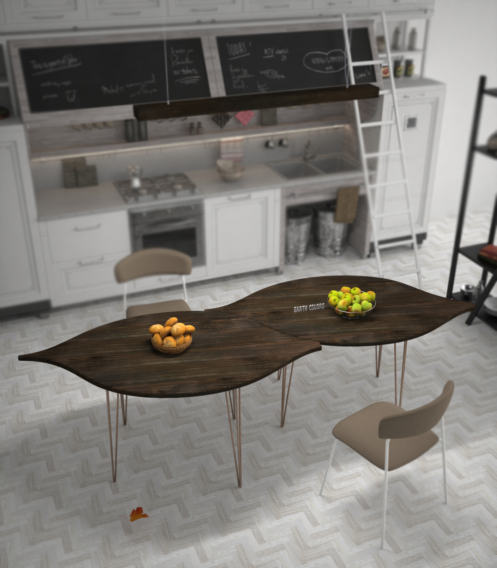 Leaf shape dining table