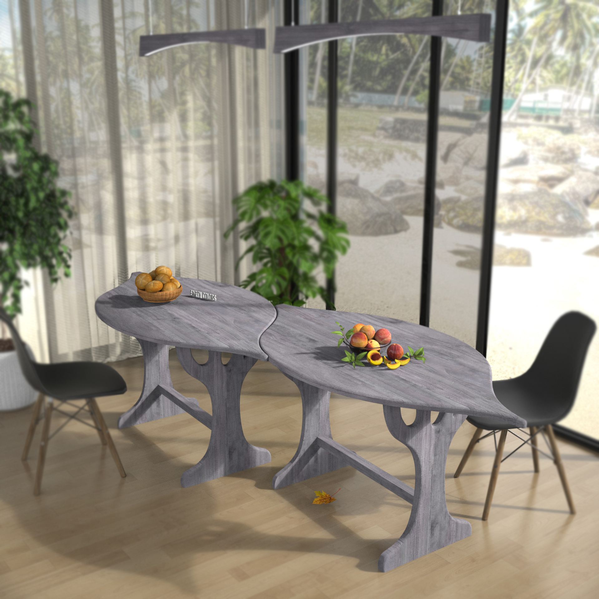 Leaf shape dining table