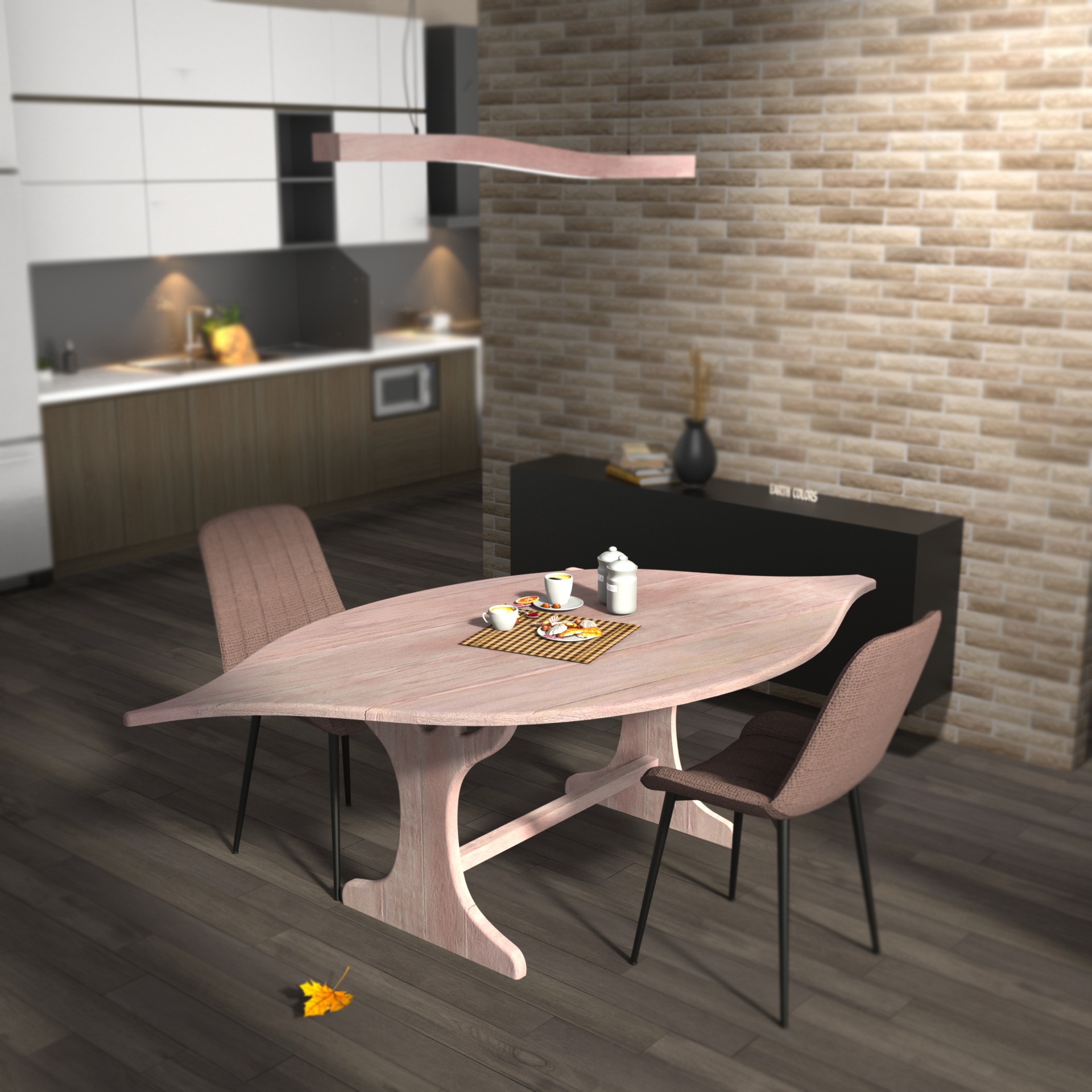 Leaf shaped dining table