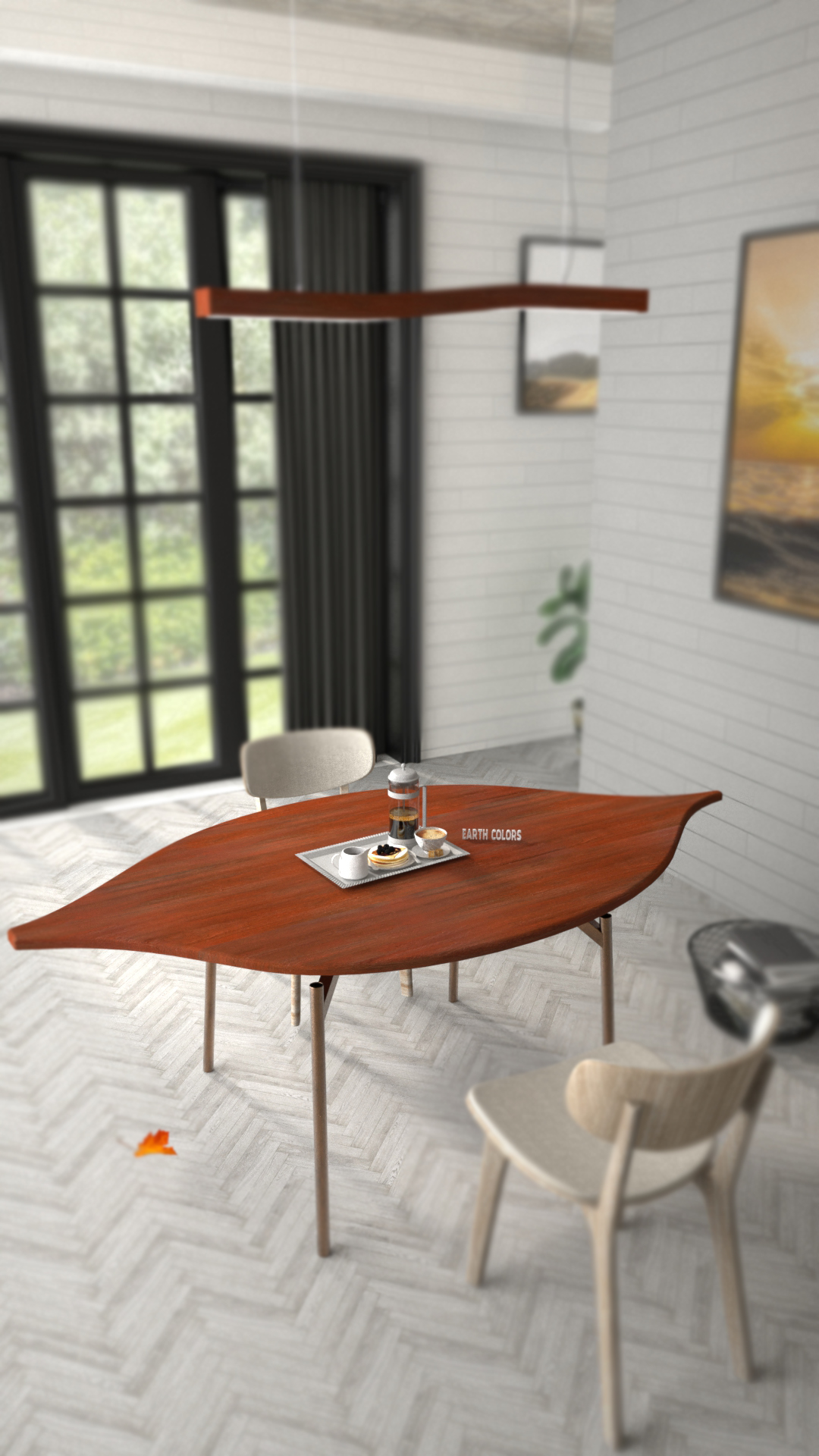 Leaf shaped dining table