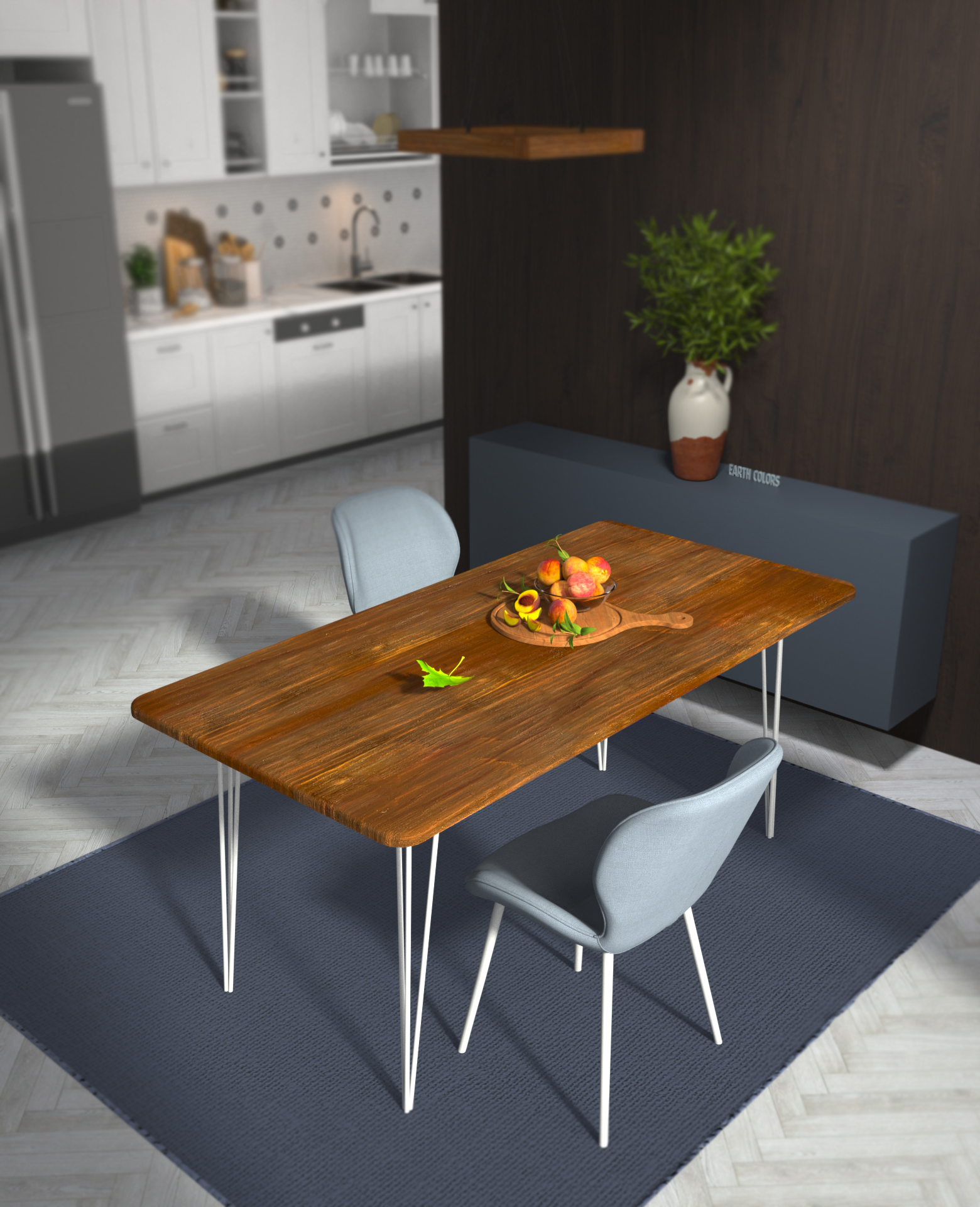 Light wooden dining table