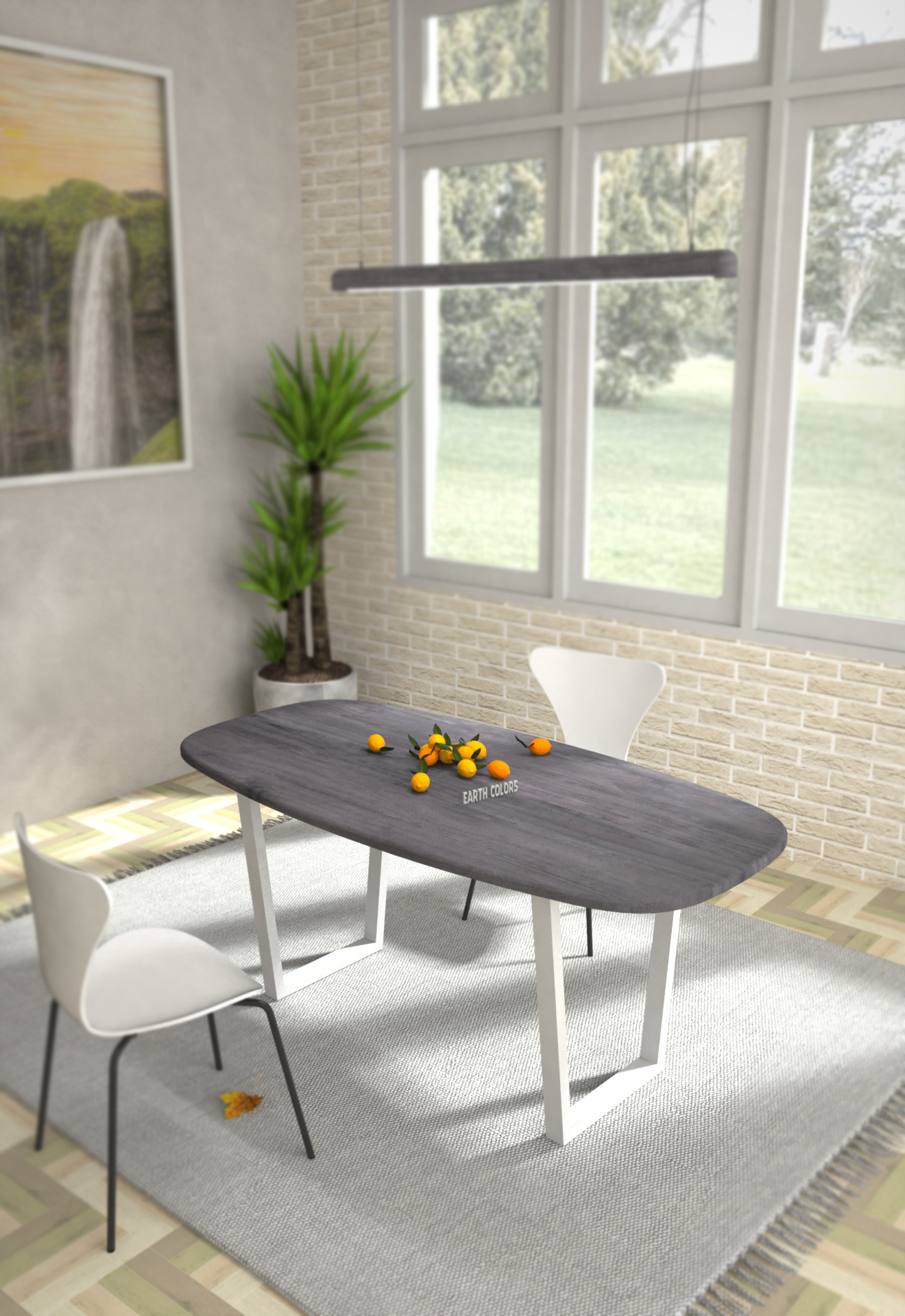 Narrow dining table with extensions