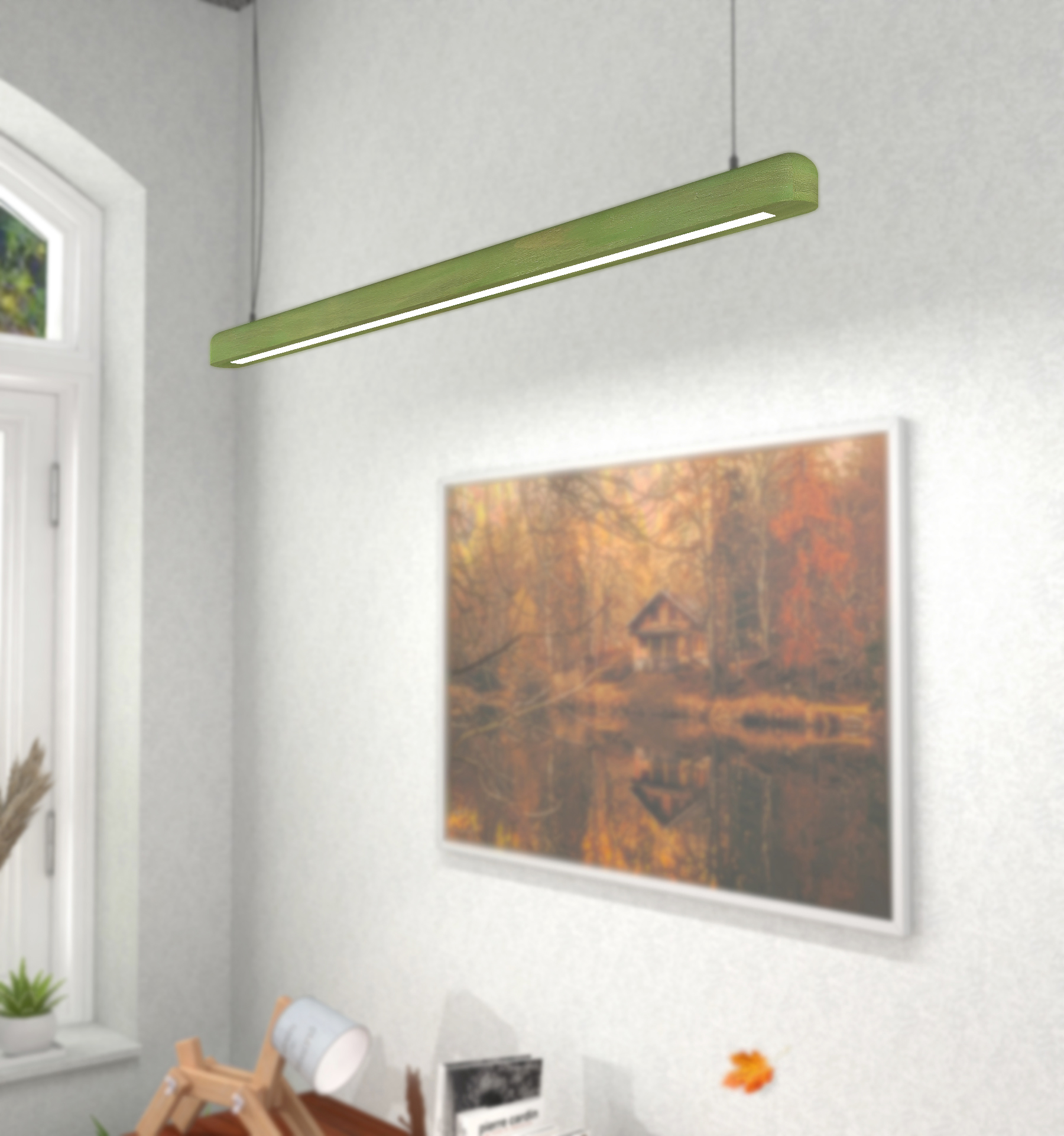 Sophisticated slim Pendant lighting with wood