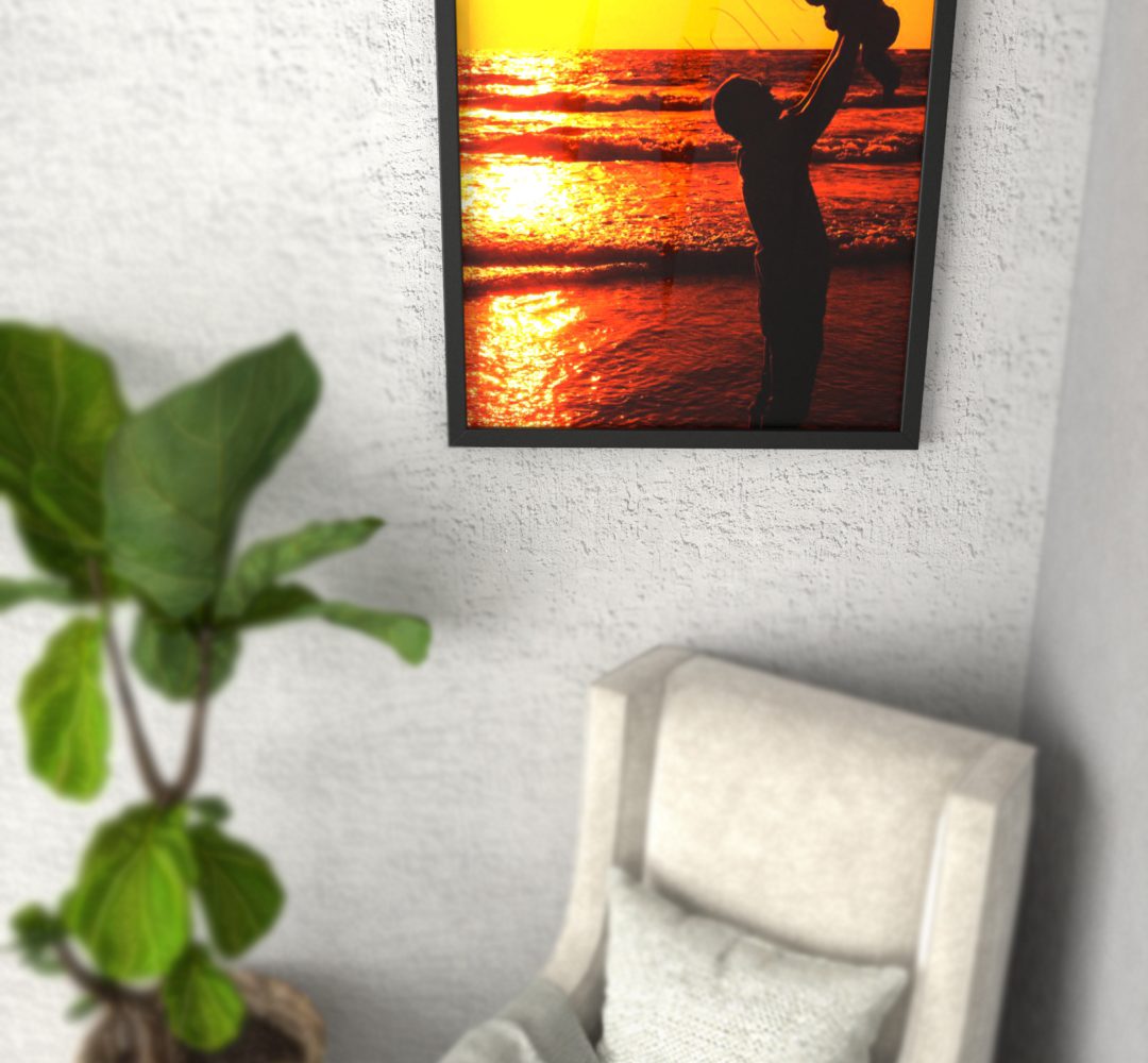 Photo frame in wall