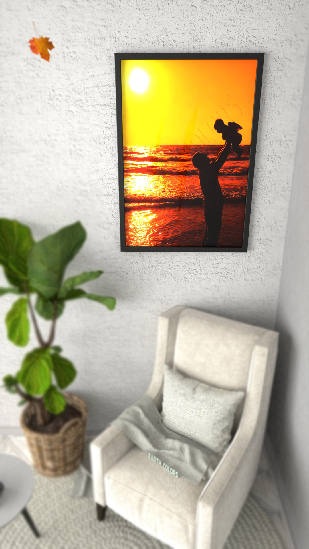 Photo frame in wall