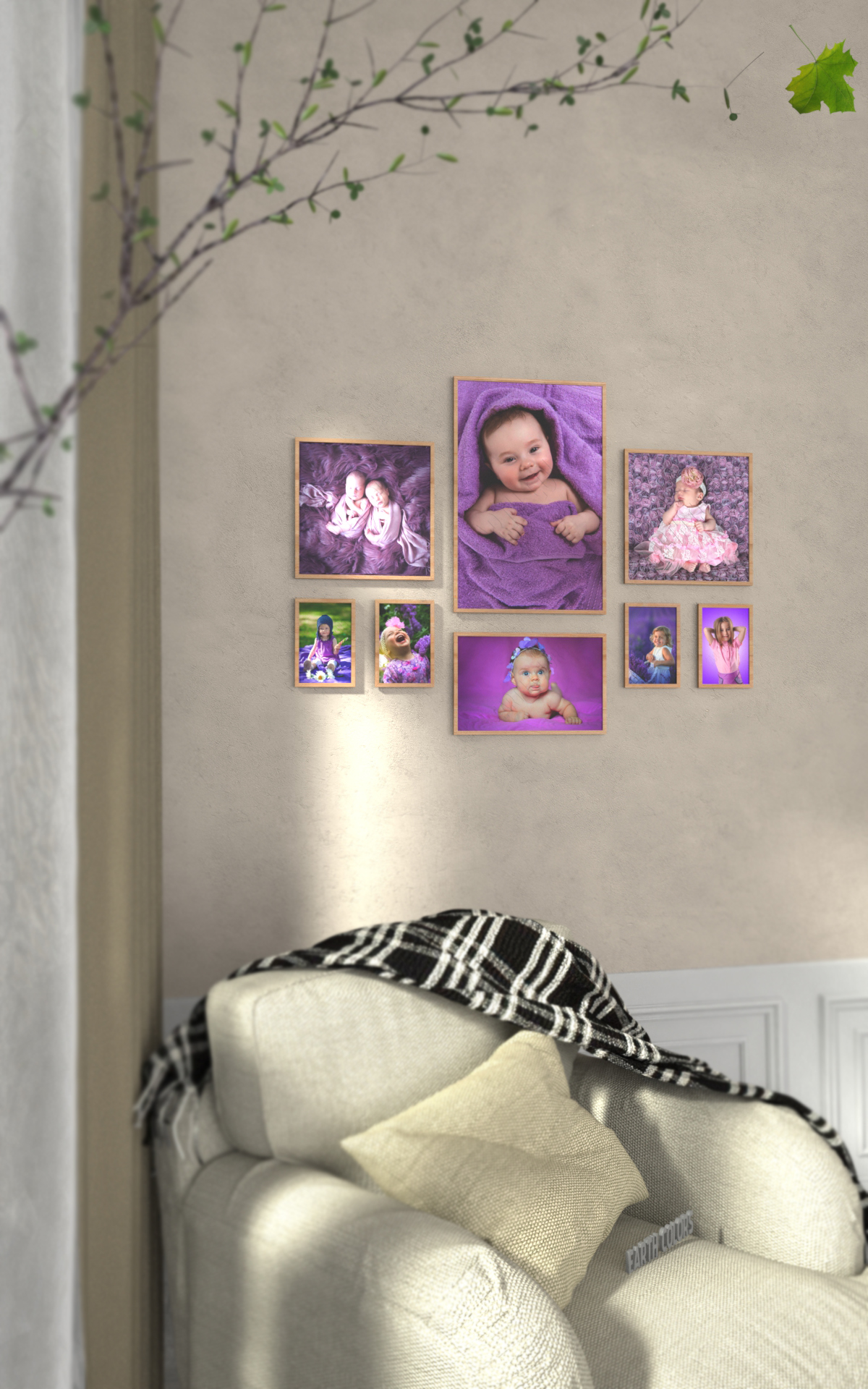 Photo frames design on wall