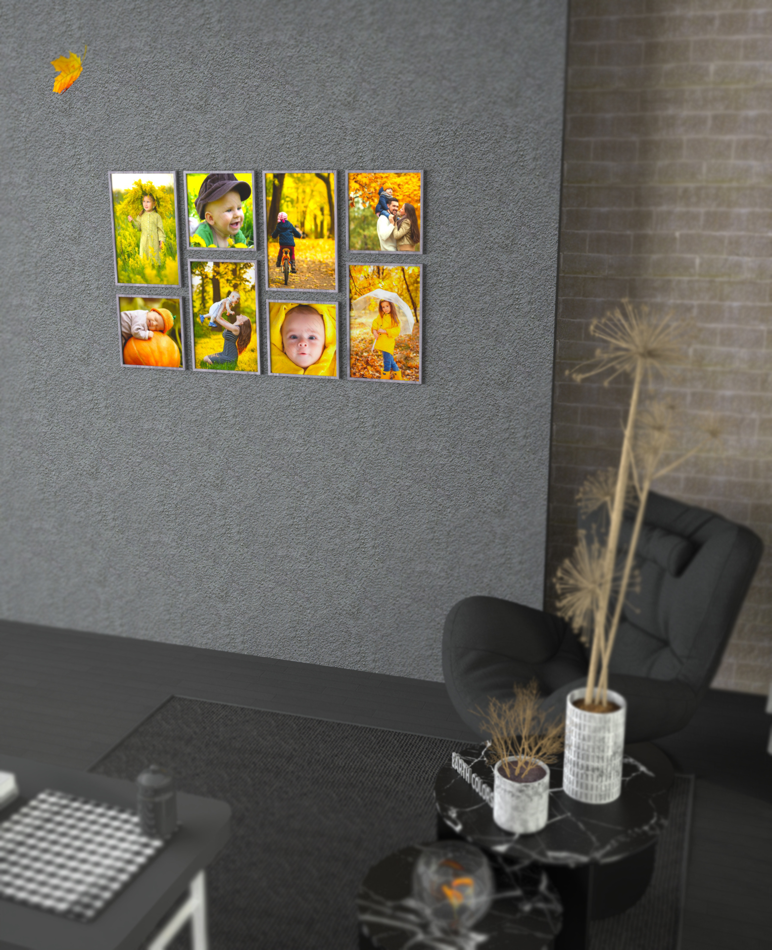 Arrange colorful family photos as photos frames online