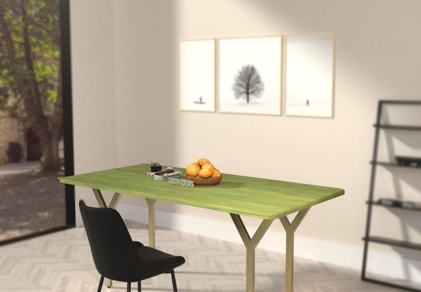 Round dining table and chair