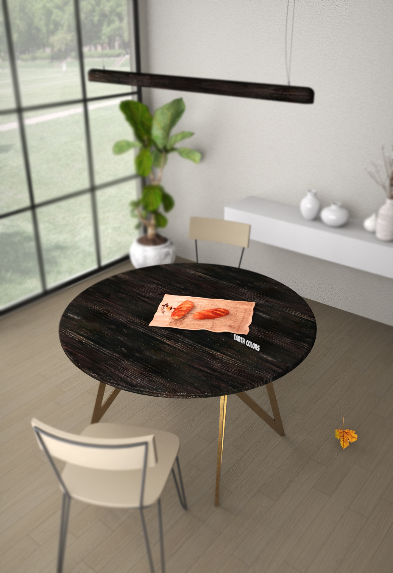 Round dining table with leaf