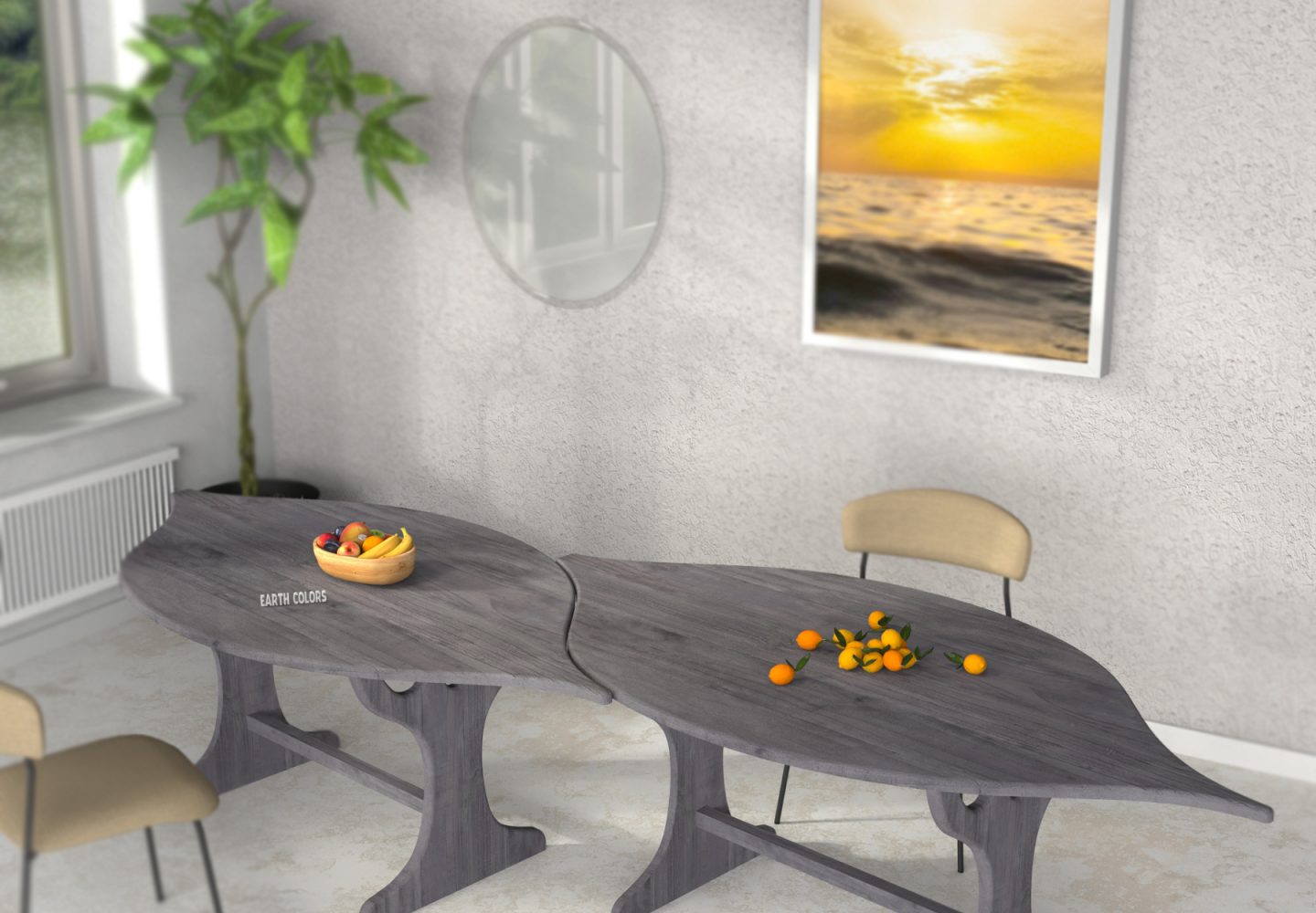 Round oak dining tables