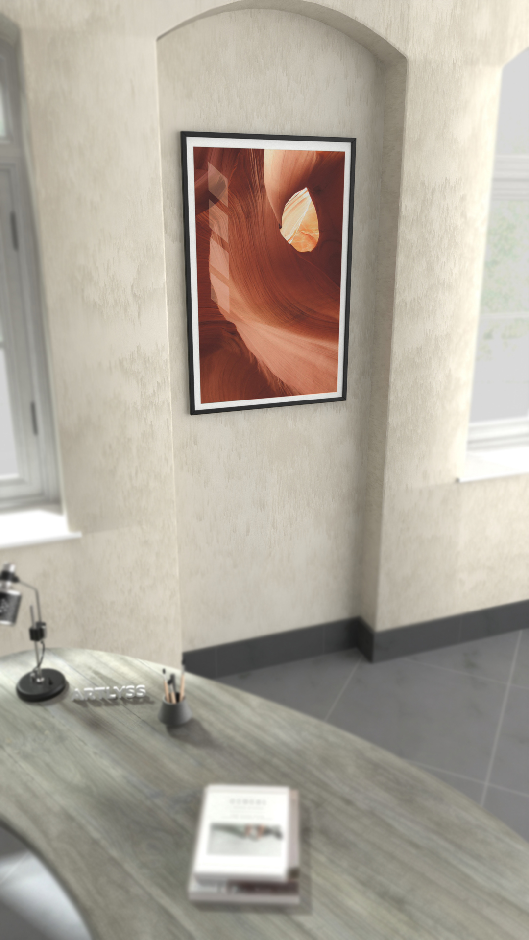 Natural textured wall art with wood patina colors