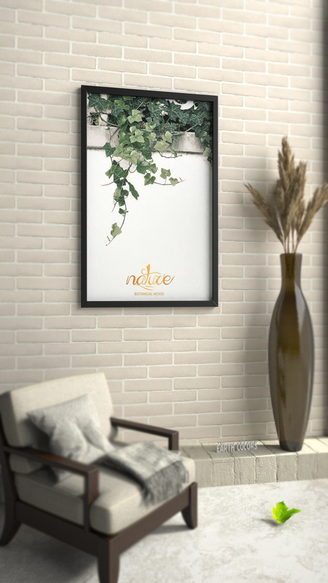 Natural wall framed art with wood patina colors