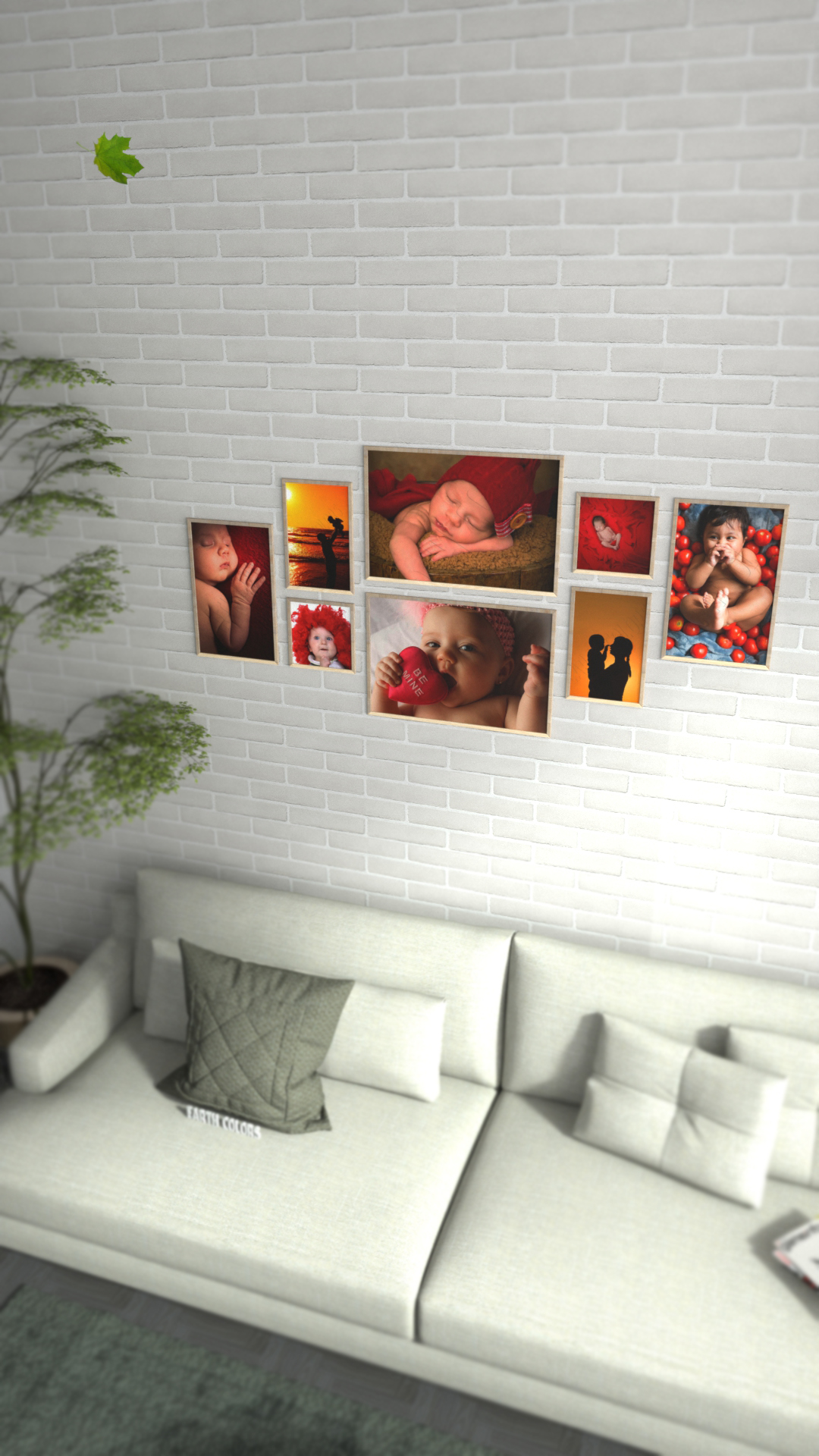 Display traditional handcraft with wall pictures in frames