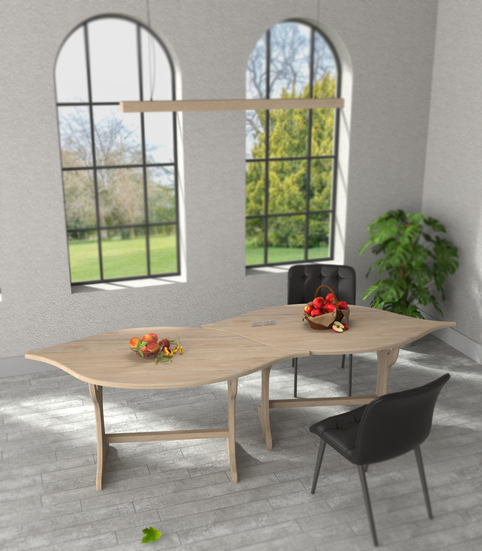 Wood and iron dining tables