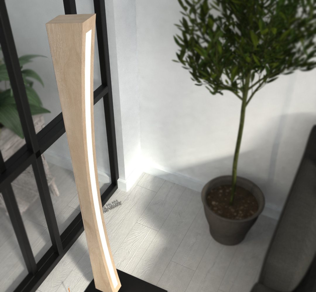 Wood floor lamp