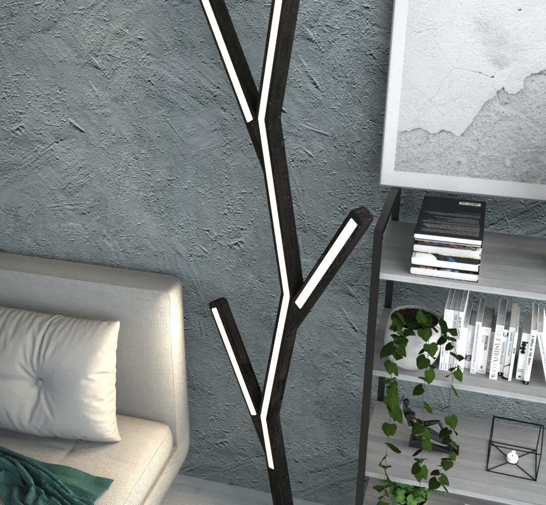 Wooden floor lamp