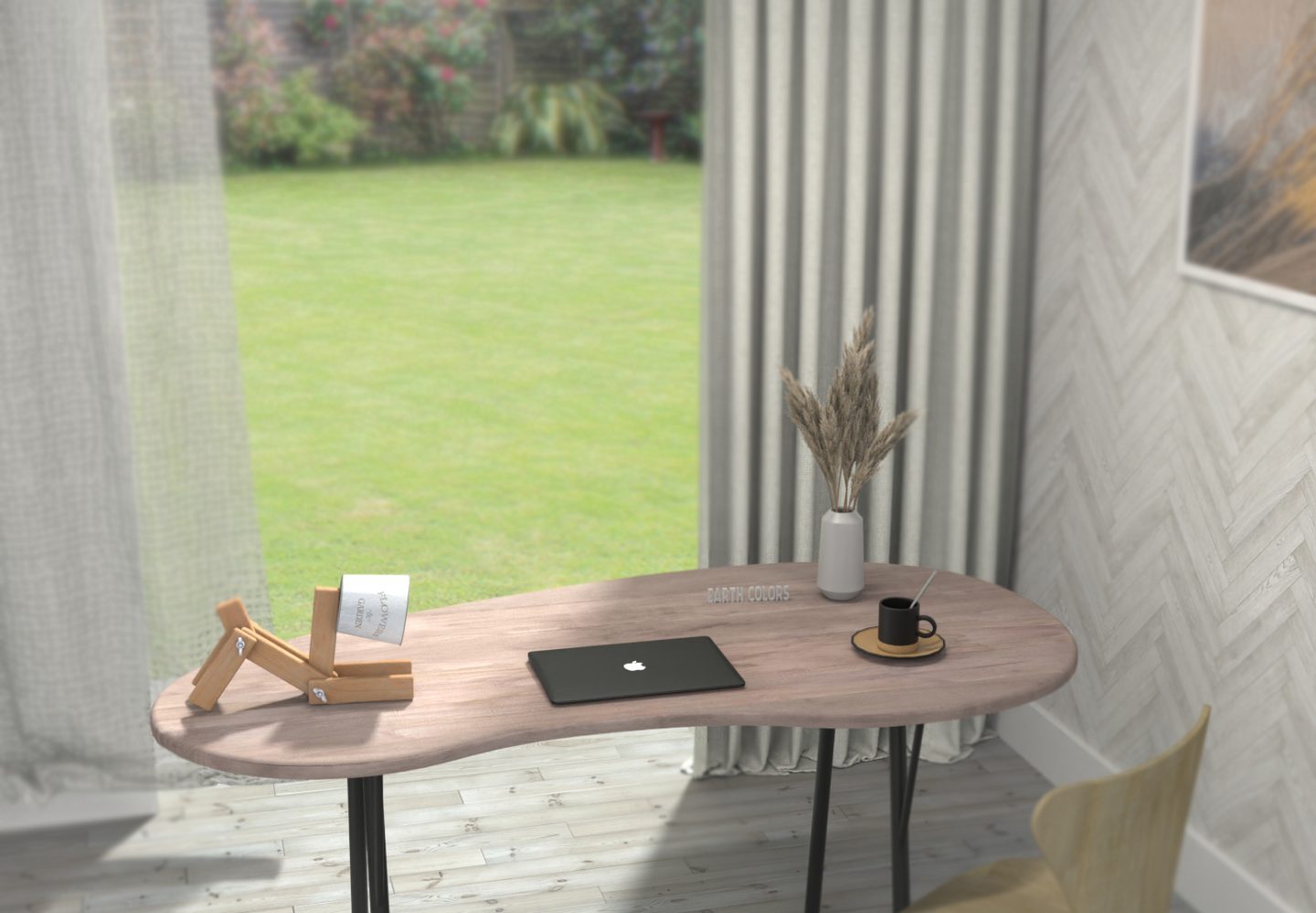 Wooden l shaped desk