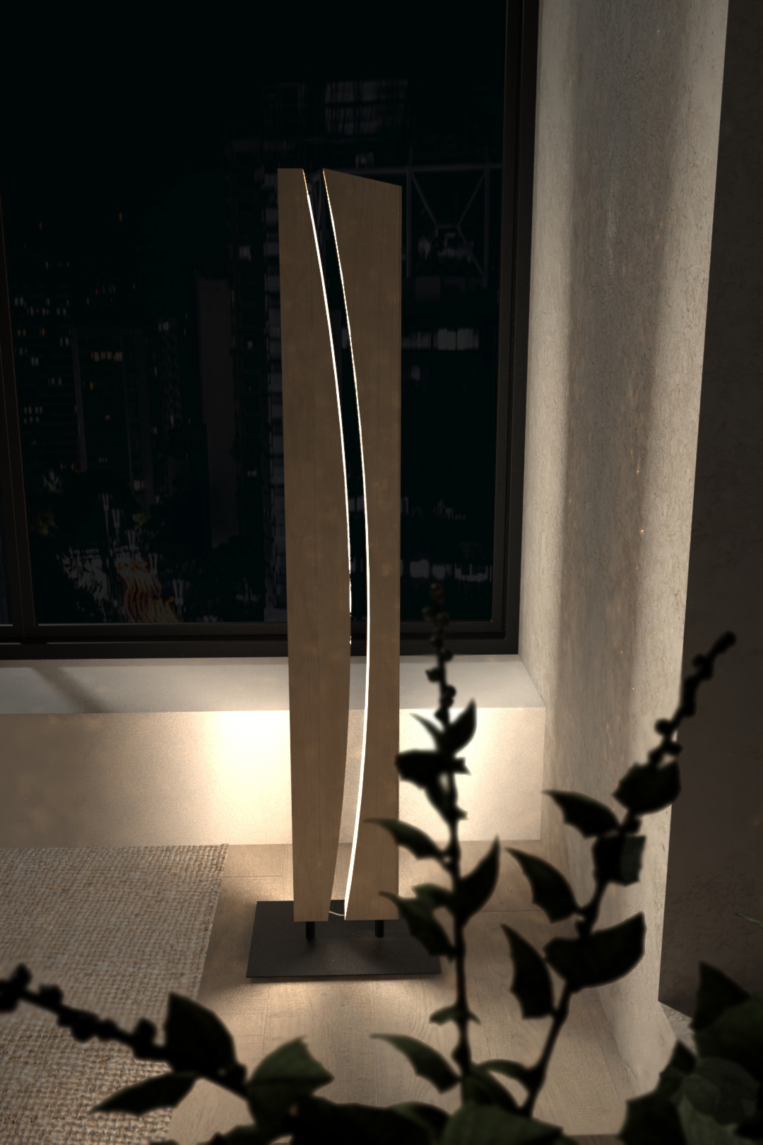 Obtain slim and curvy Woodlamp in the room