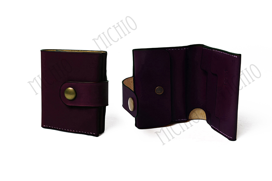 Patina brown leather card holder