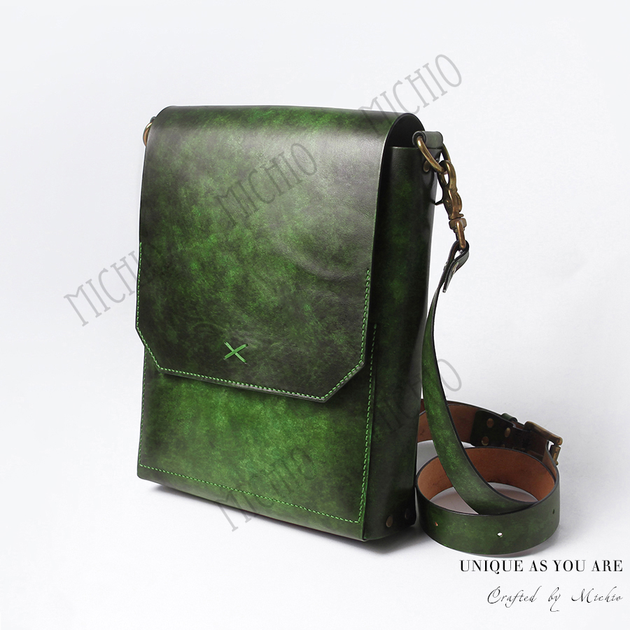 Patina leather bags for men