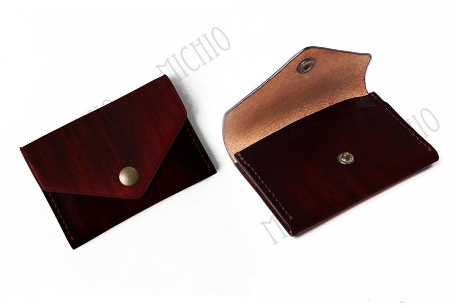 Patina leather business card wallet