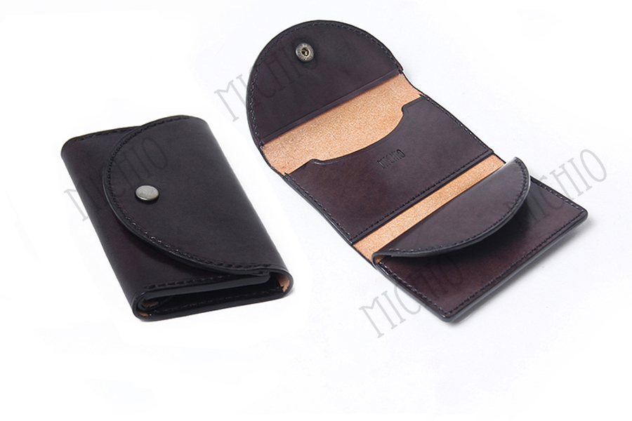 Patina leather card holder womens