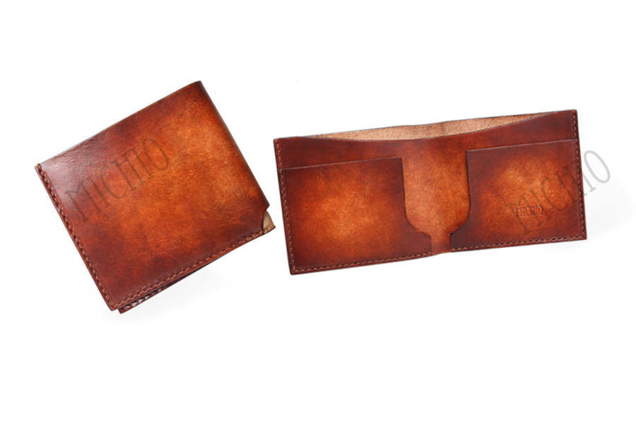 Patina leather chain wallet for men