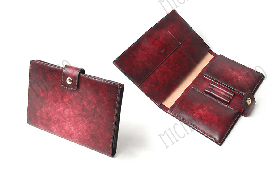 Patina leather clutch purse