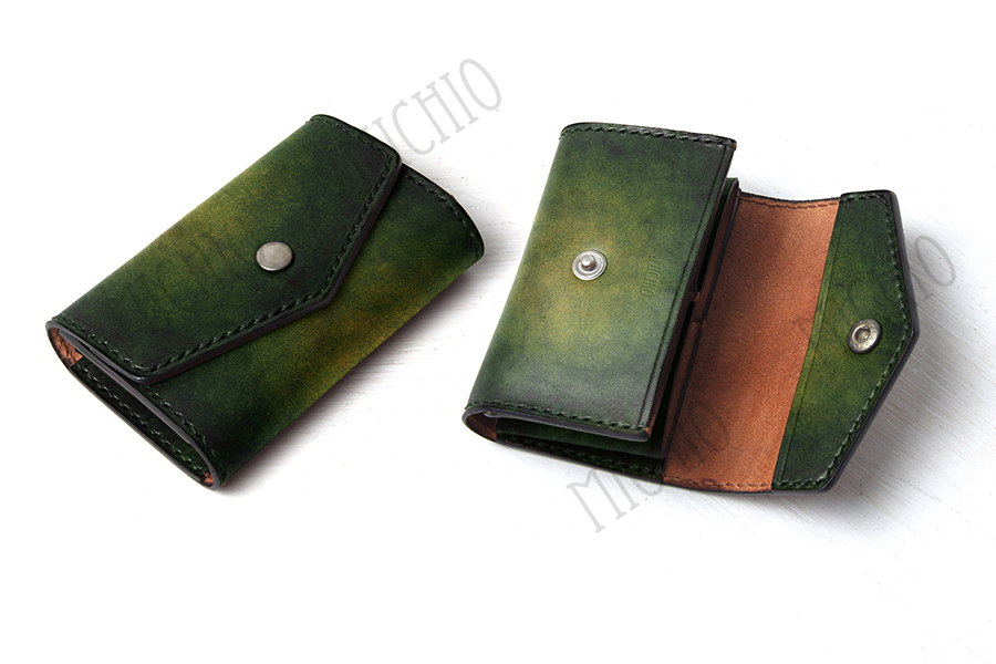 Patina leather credit card wallet womens