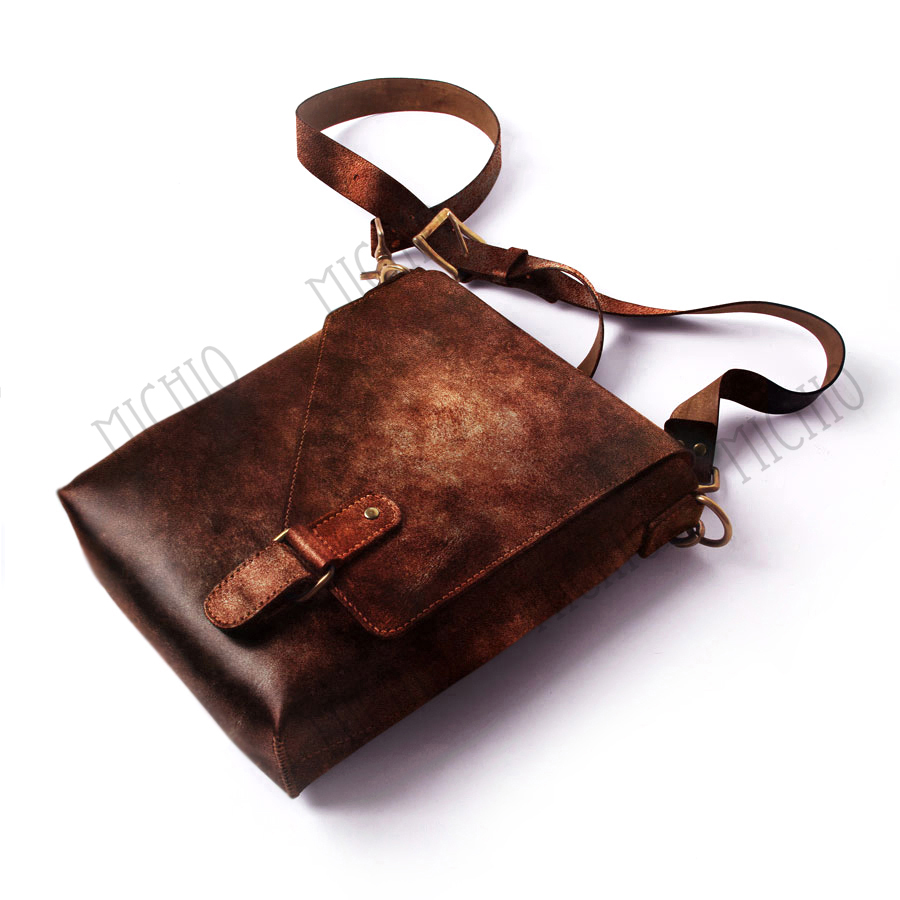 Patina leather handbags for men