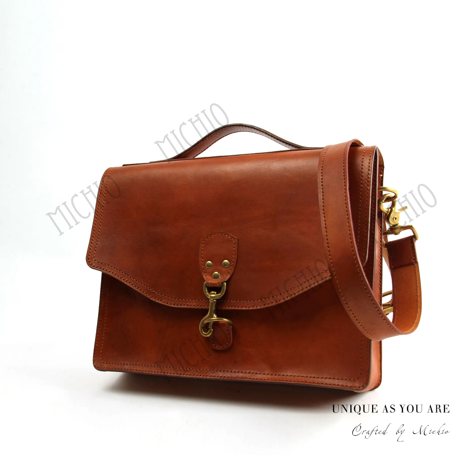 Patina leather laptop bags for men