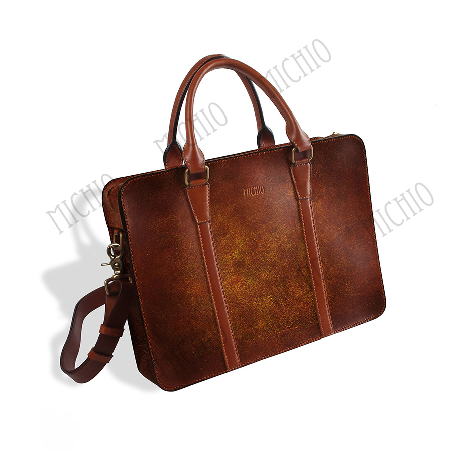 Patina leather laptop satchel