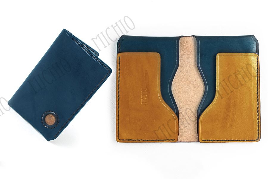 Patina leather magnetic money clip