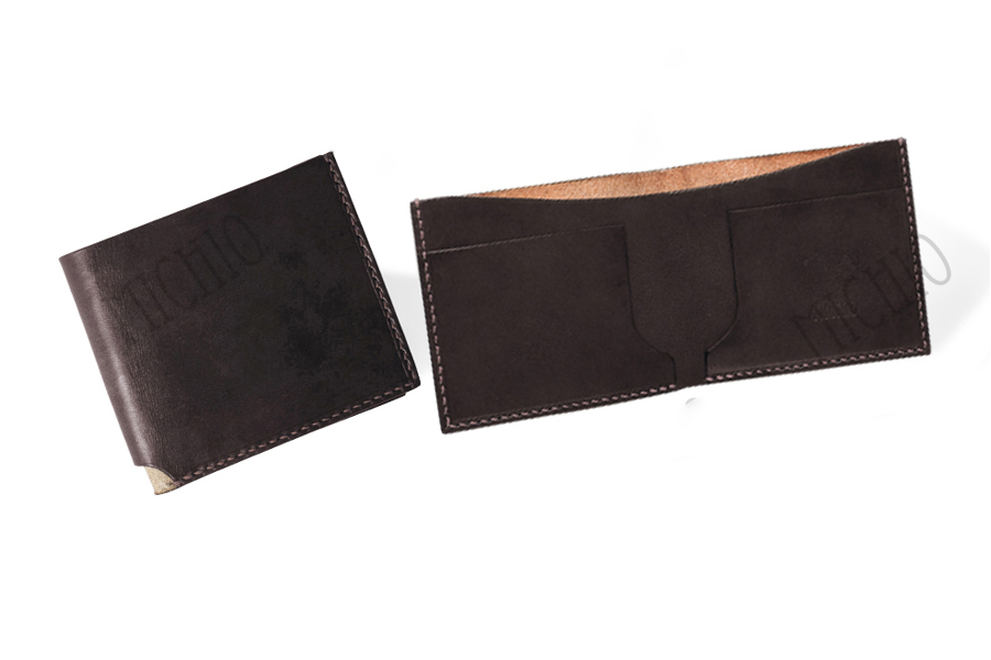 Patina leather mens wallet with money clip