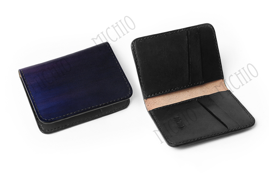 Patina leather oyster card holder