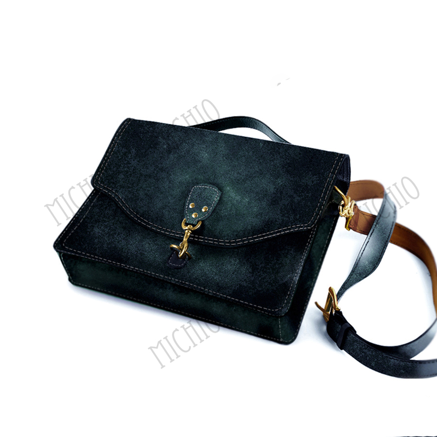 Patina leather satchel laptop bag