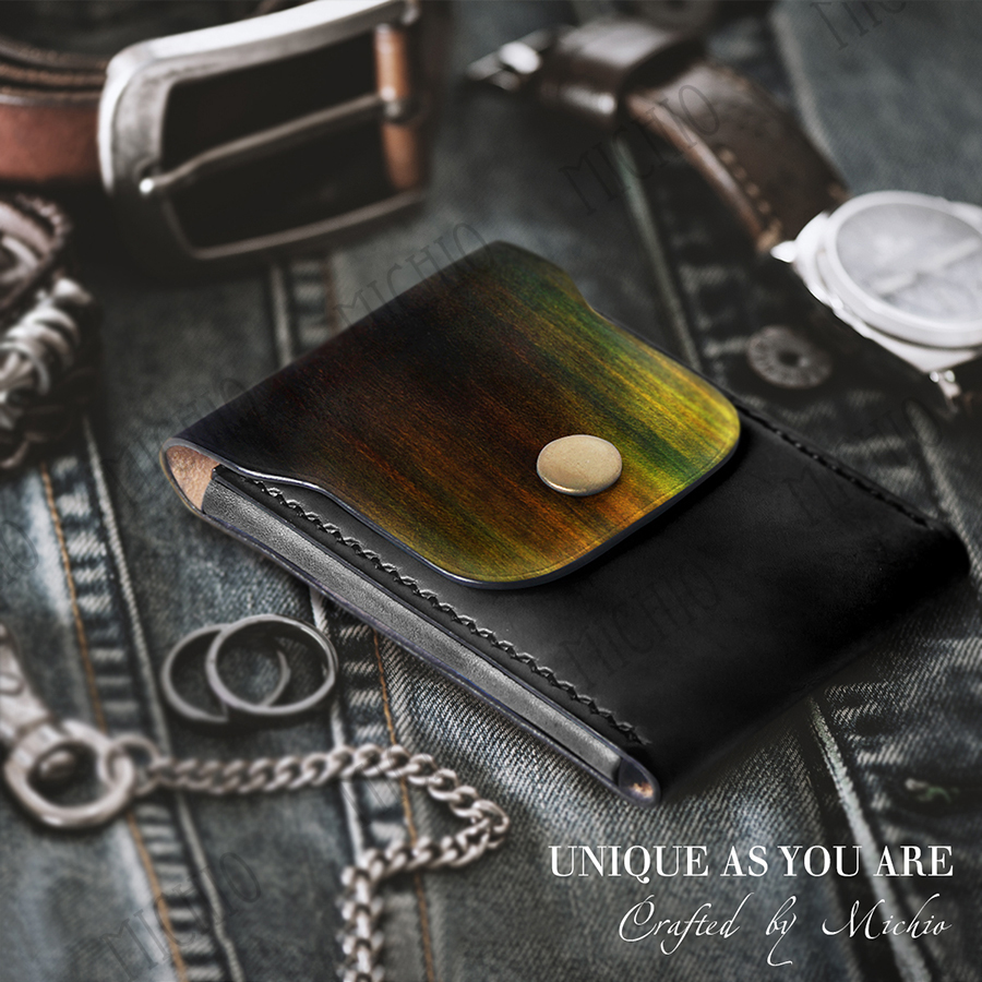 Patina leather visiting card holder