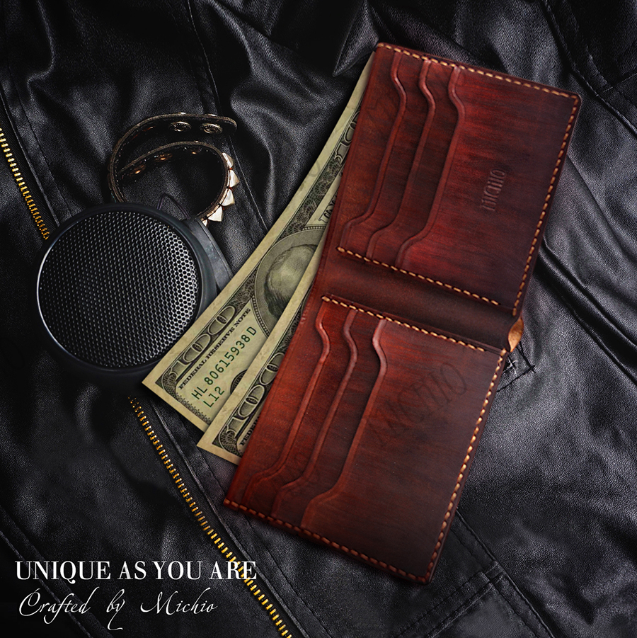 Patina leather wallet for men