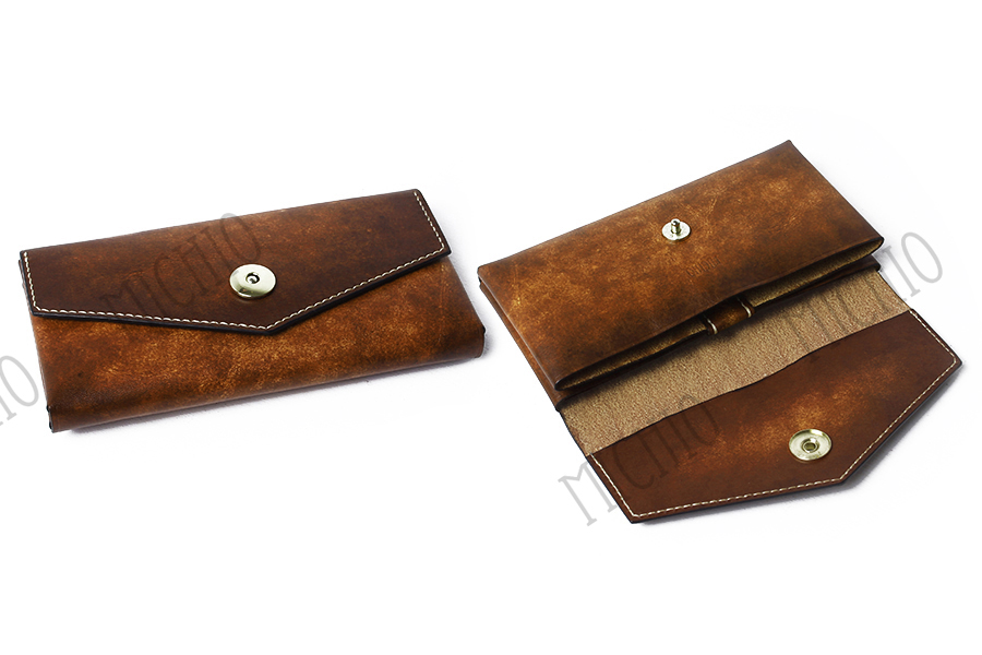 Patina leather zip wallet women’s