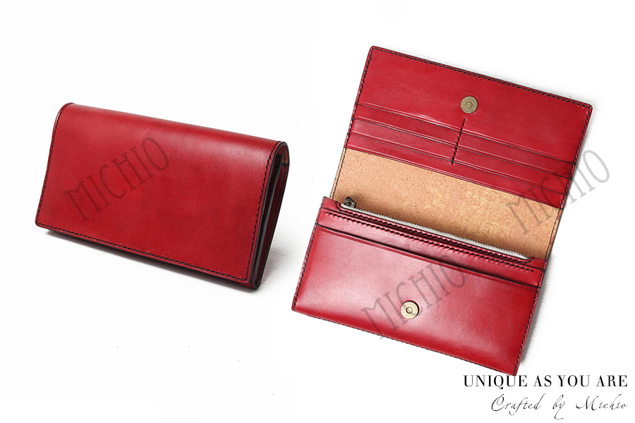 Patina leather zip wallet