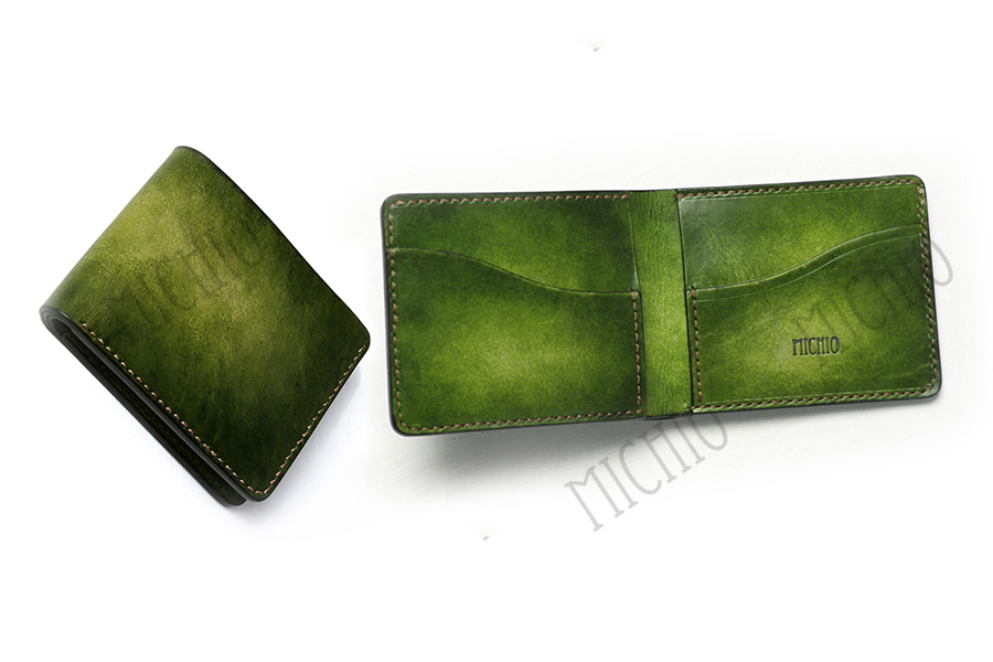 Patina long wallet for mens leather