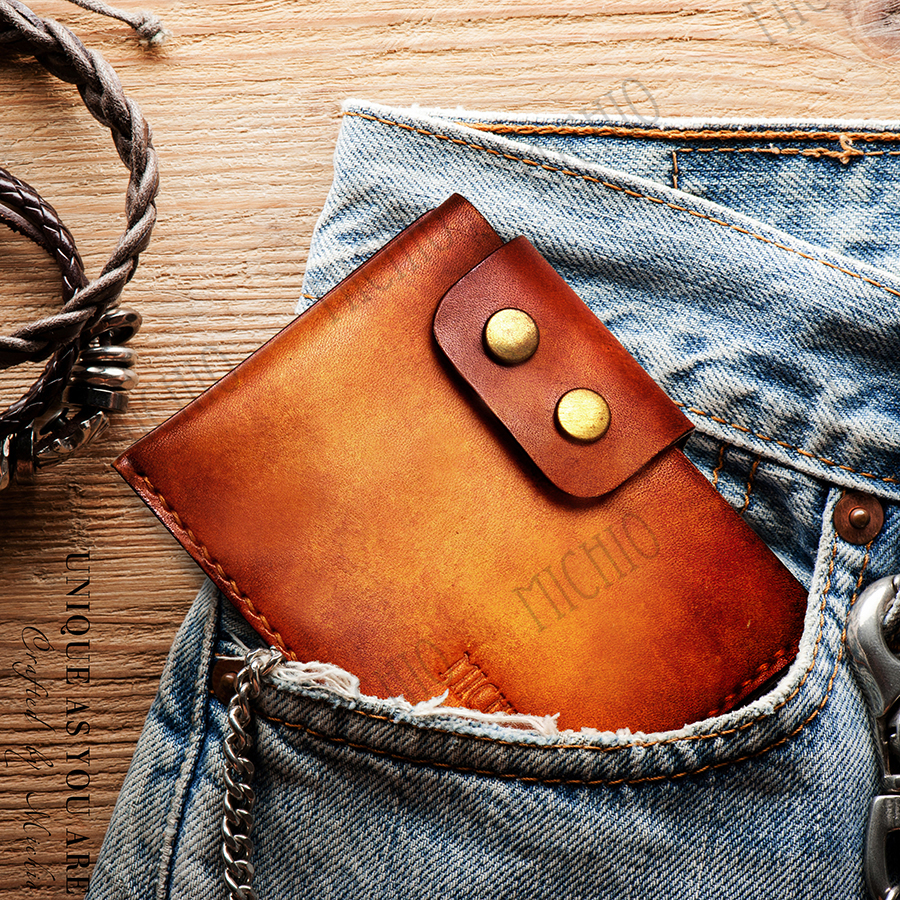 Patina mens leather money clip