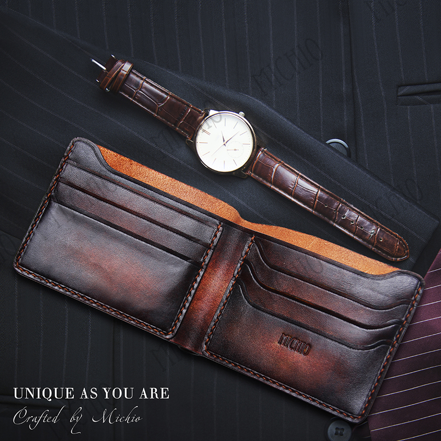 Patina mens leather wallet with coin pocket